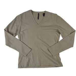 Isda & Co Tan V-Neck L/S Viscose Polyester Sweater Womens Size Medium M